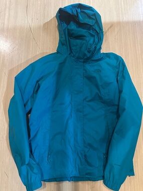The North Face Teal Hooded Kids Rain Jacket